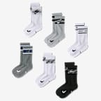 Nike Everyday Kids' Cushioned Crew Socks (6 Pairs) - Multi-Colour
