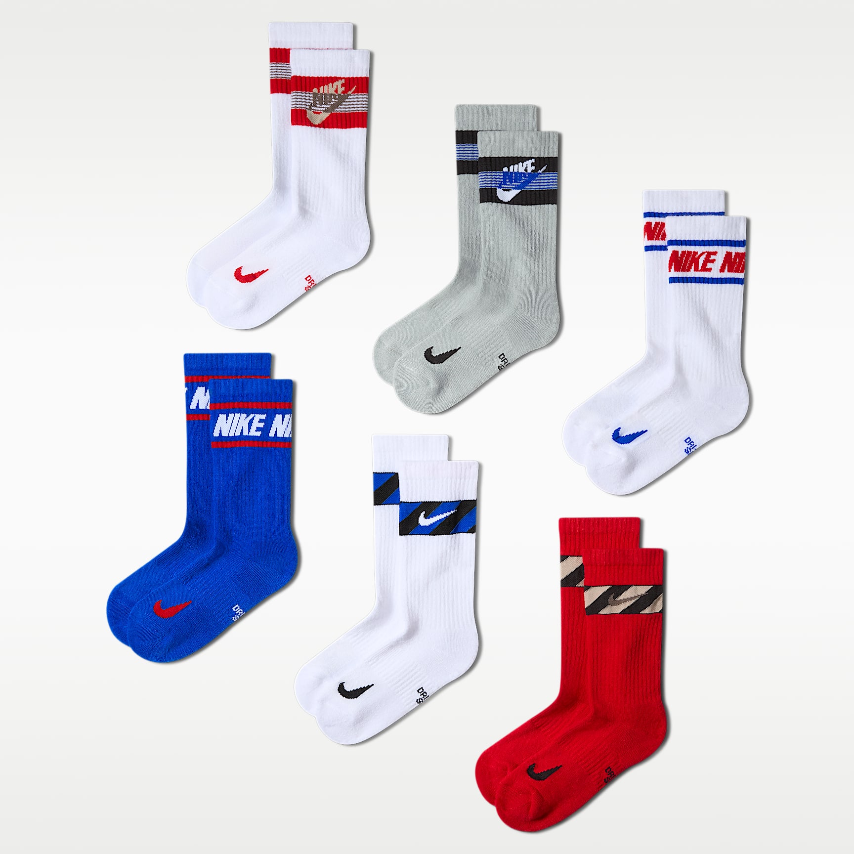 Nike Everyday Kids' Cushioned Crew Socks (6 Pairs)