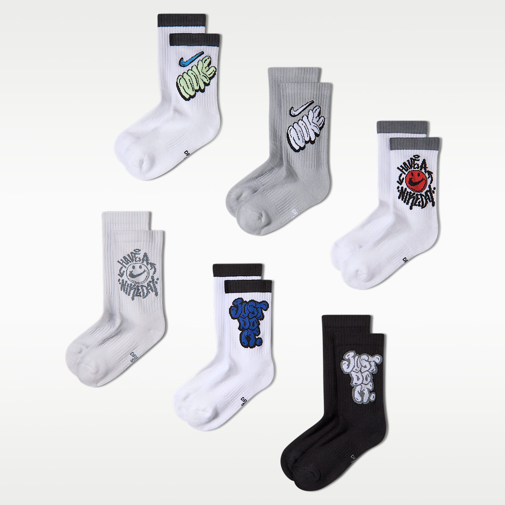 Nike Everyday Cushioned Older Kids' Crew Socks (6 Pairs)