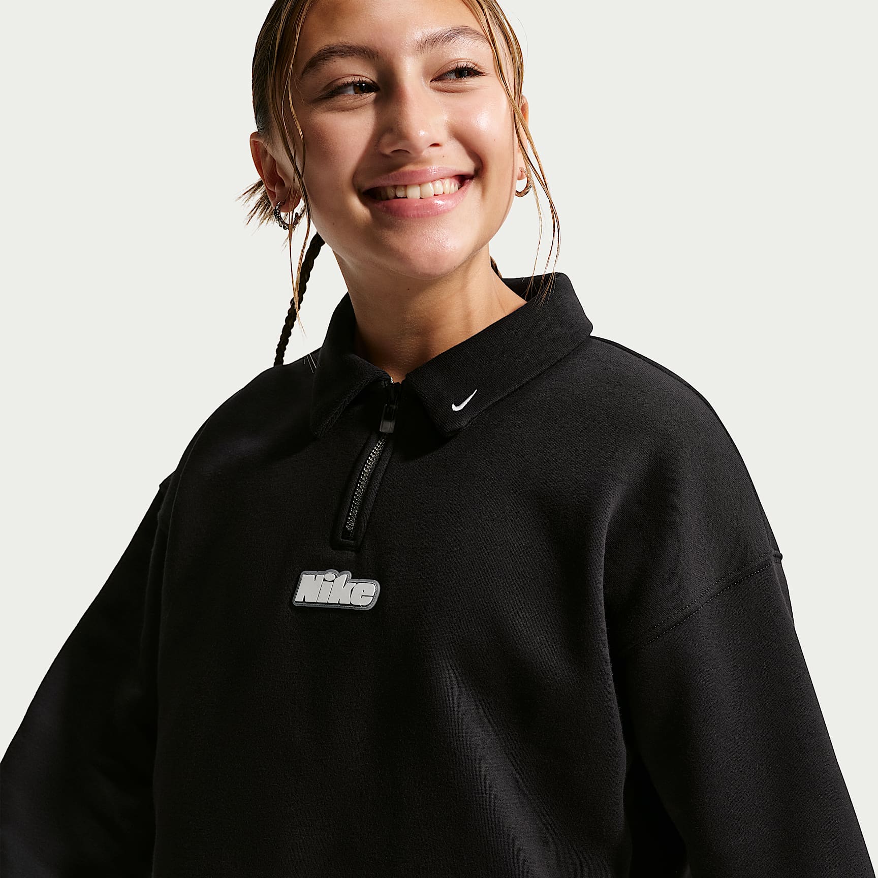Nike Sportswear Studio Fleece Older Kids' (Girls') Quarter-Zip Top