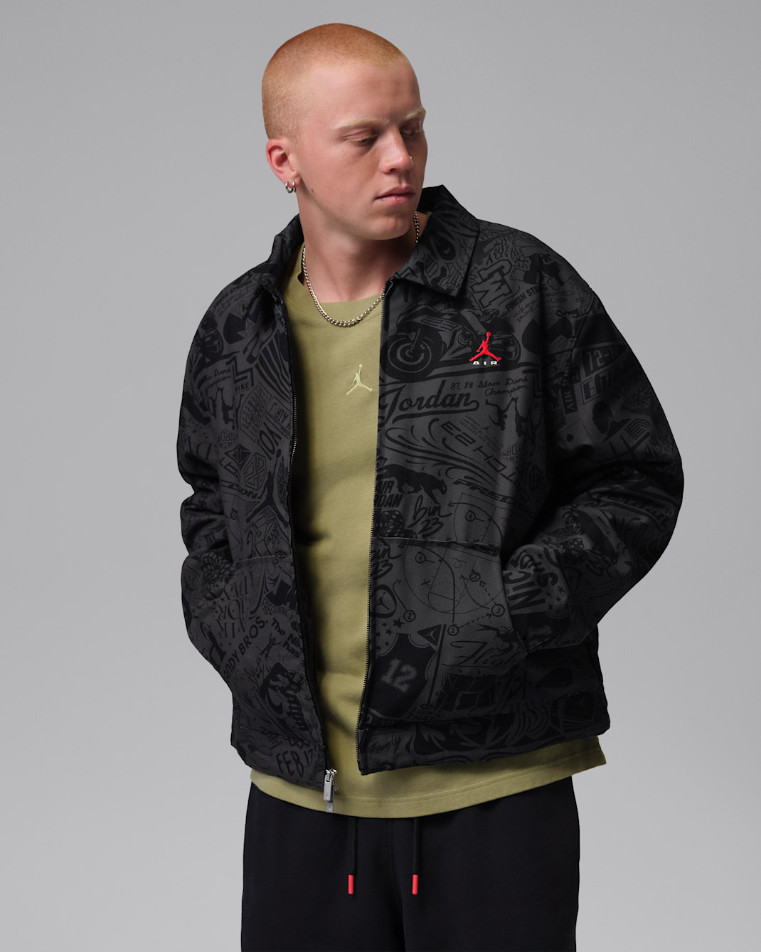 Jordan Brooklyn Men's Chore Jacket - Black/University Red