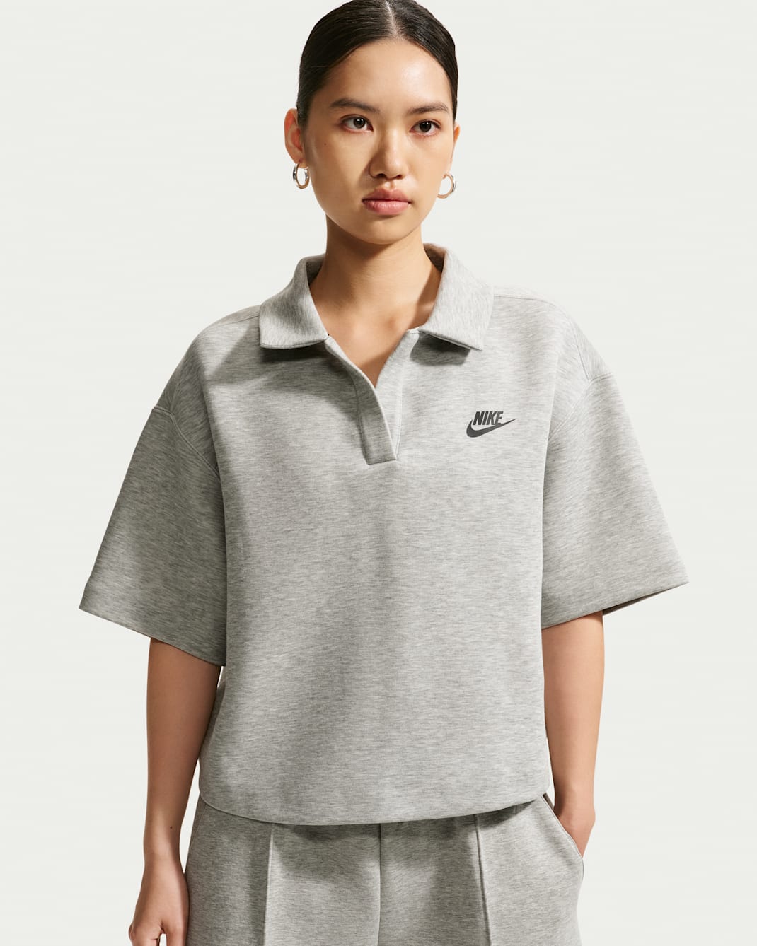 Nike Sportswear Tech Fleece Women's Oversized Polo - Dark Grey Heather/Sail/Black