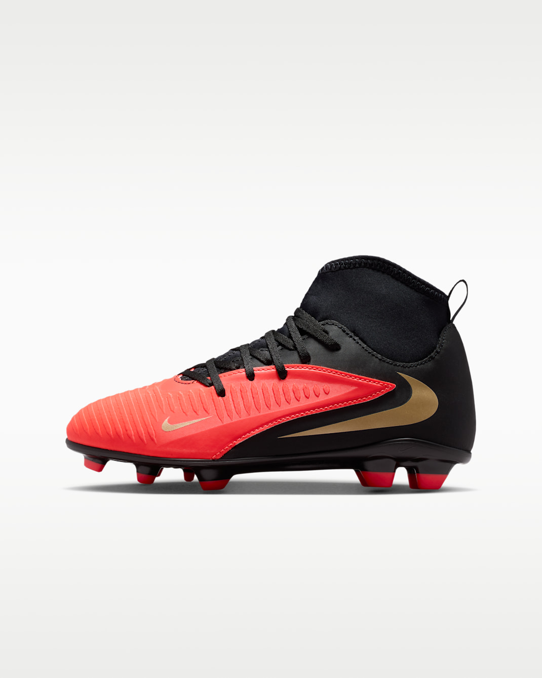 Nike Jr. Phantom 6 High Club Older Kids' Multi-Ground Football Boot - Bright Crimson/Bright Crimson/Black