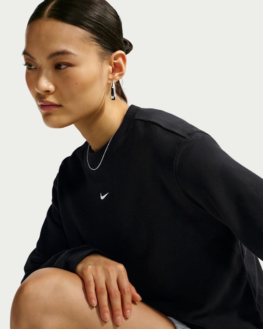Nike Studio Fleece Lightweight Women's Crew - Total Black/Sail