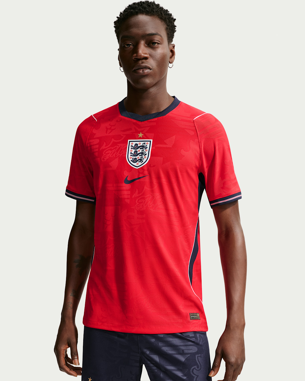 England National Team 2026 Match Away Men's Nike Aero-FIT Football Shirt - Speed Red/Obsidian/White/Obsidian