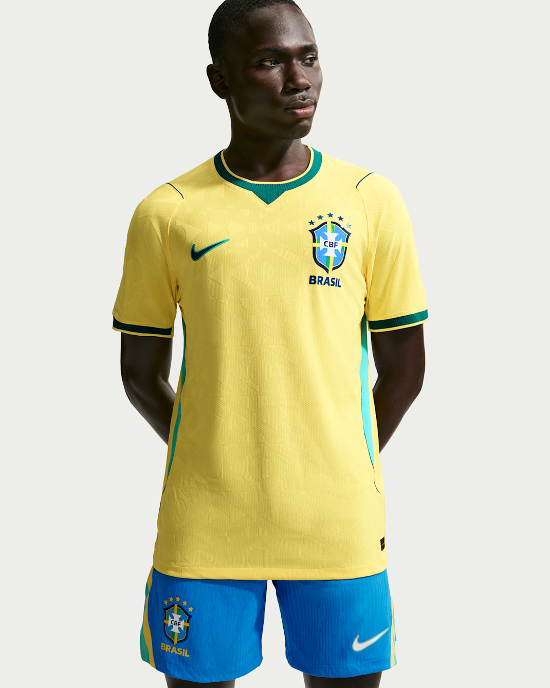 Brazil National Team 2026 Match Home Men's Nike Aero-FIT Football Shirt - Canary/Light Menta/Geode Teal