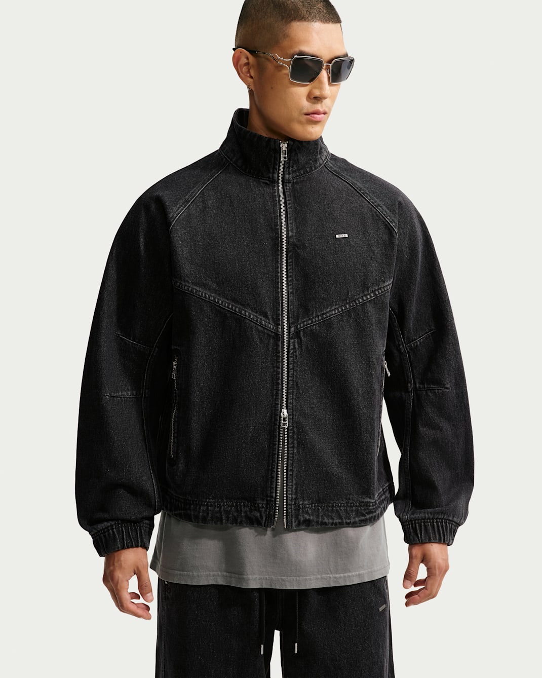 Nike Sportswear Men's Denim Tracksuit Jacket - Black/Ice Silver