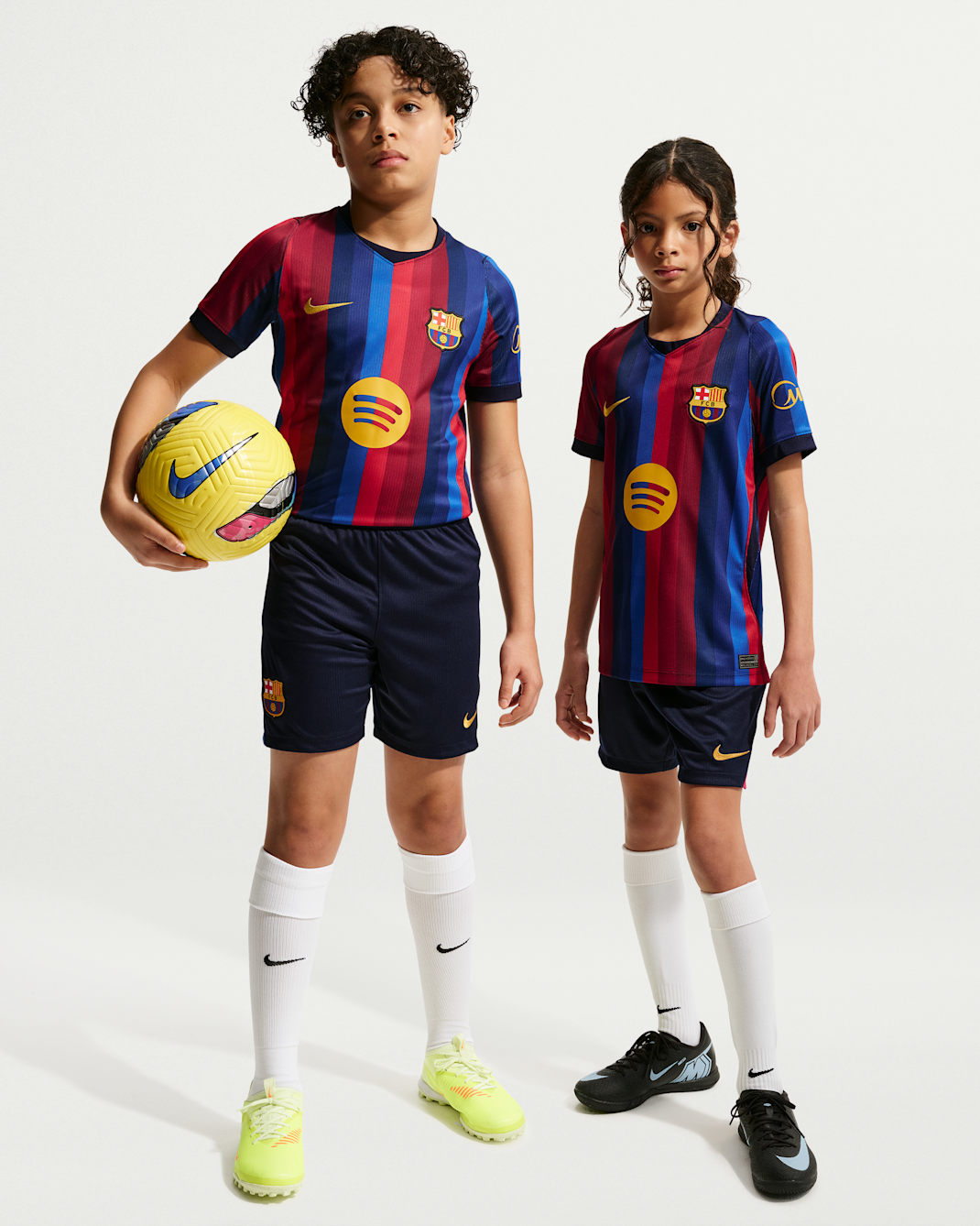 F.C. Barcelona 2026/27 Stadium Home Older Kids' Nike Dri-FIT Football Replica Shorts - Blackened Blue/Cardinal Red/Game Royal/Mineral Yellow
