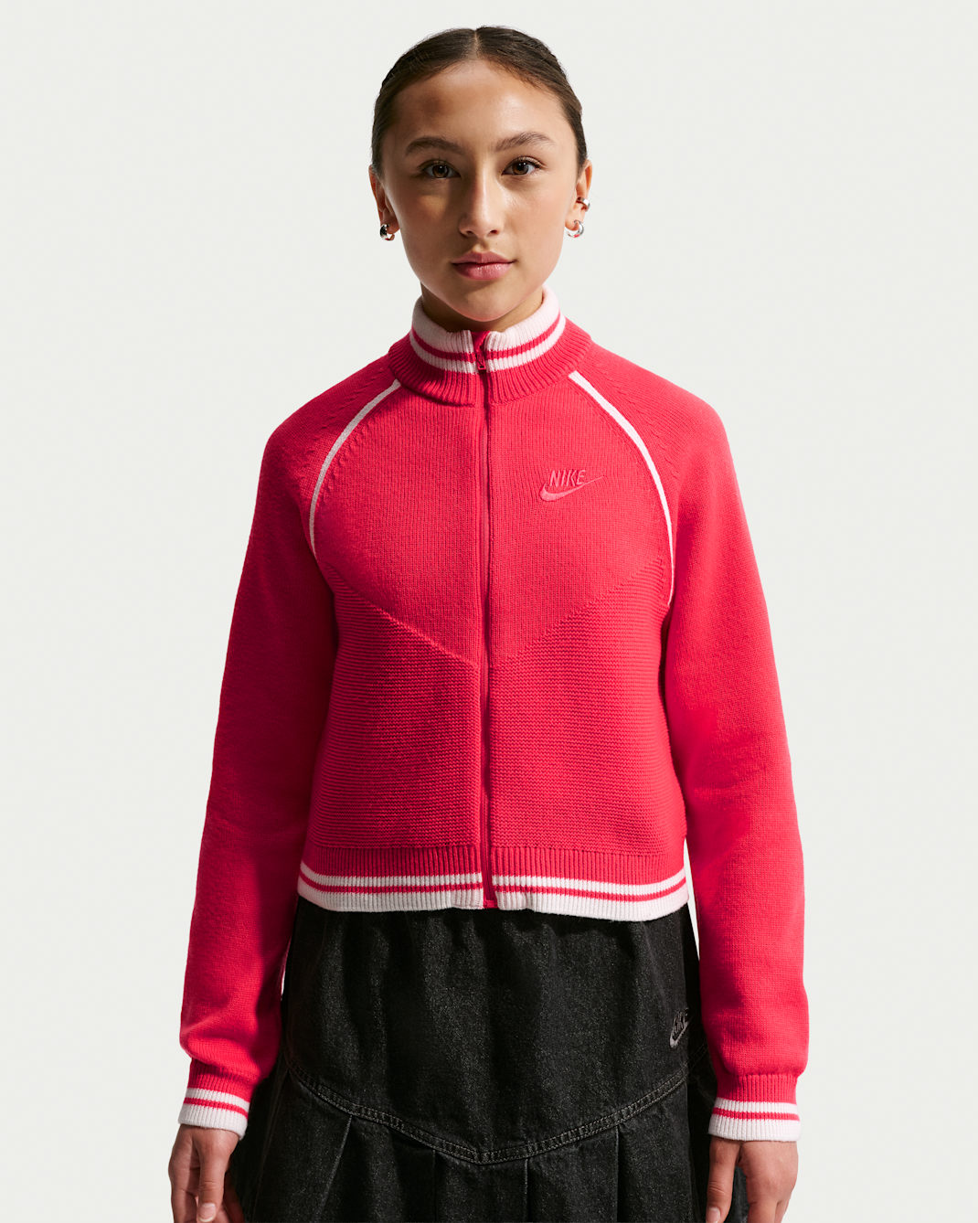 Nike Sportswear Collection Older Kids' (Girls') Jumper Tracksuit Jacket - Fusion Red/White