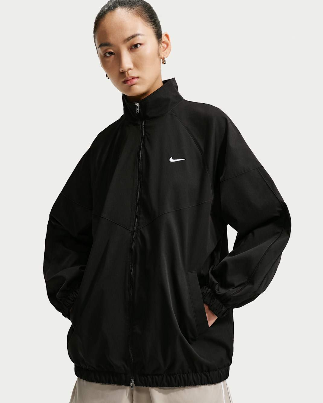 Nike Sportswear Women's Oversized Tracksuit Jacket - Black/Black/White