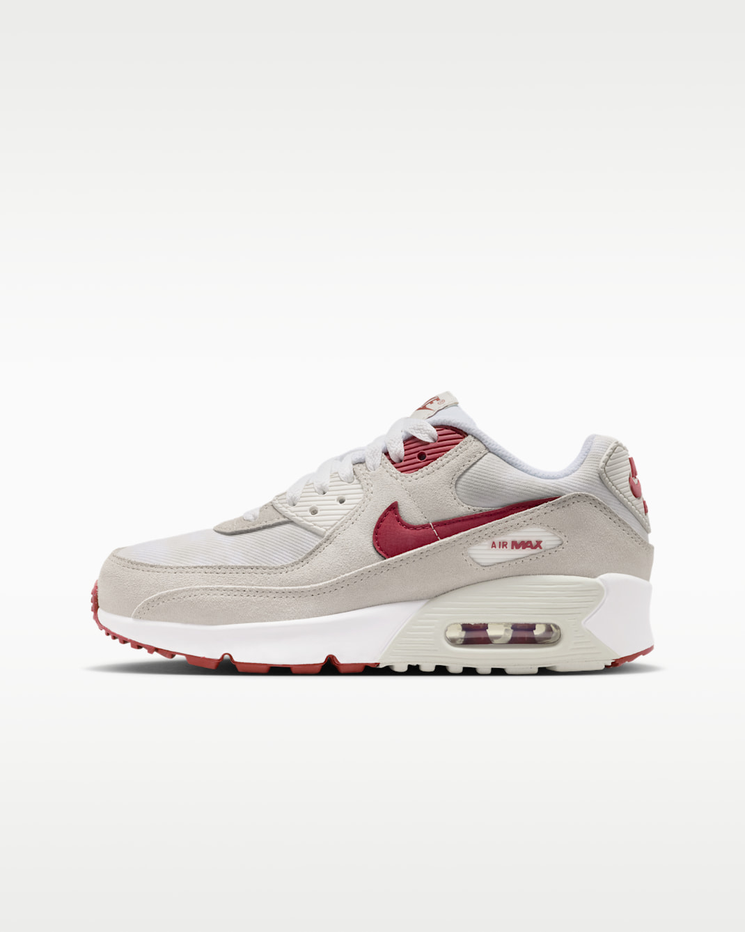 Nike Air Max 90 SE Older Kids' Shoes - White/Light Bone/Summit White/Team Crimson