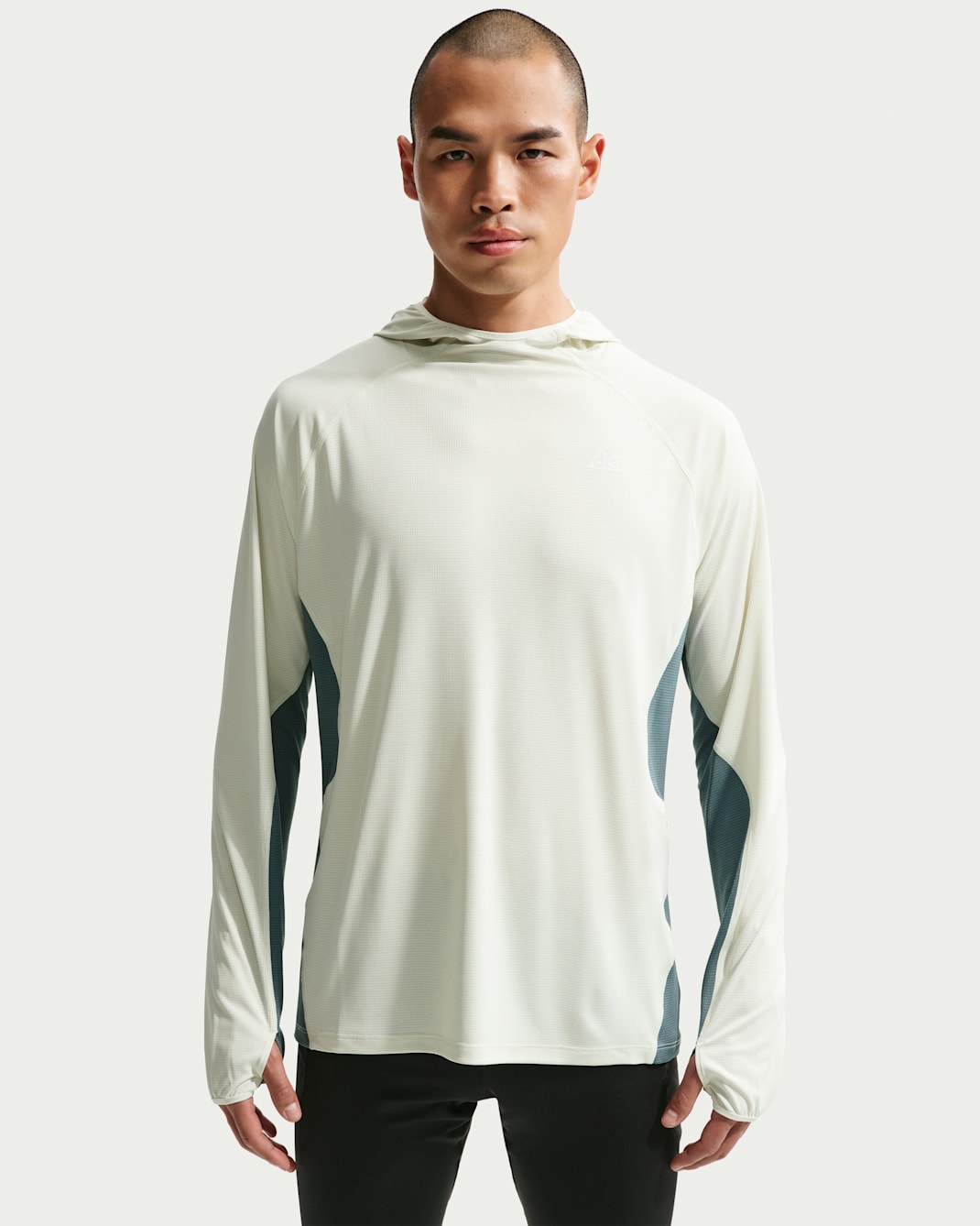 Nike ACG 'Solar Chase' Men's Dri-FIT UV Protection Hooded Trail-Running Top - Sea Glass/Mineral Slate/Summit White