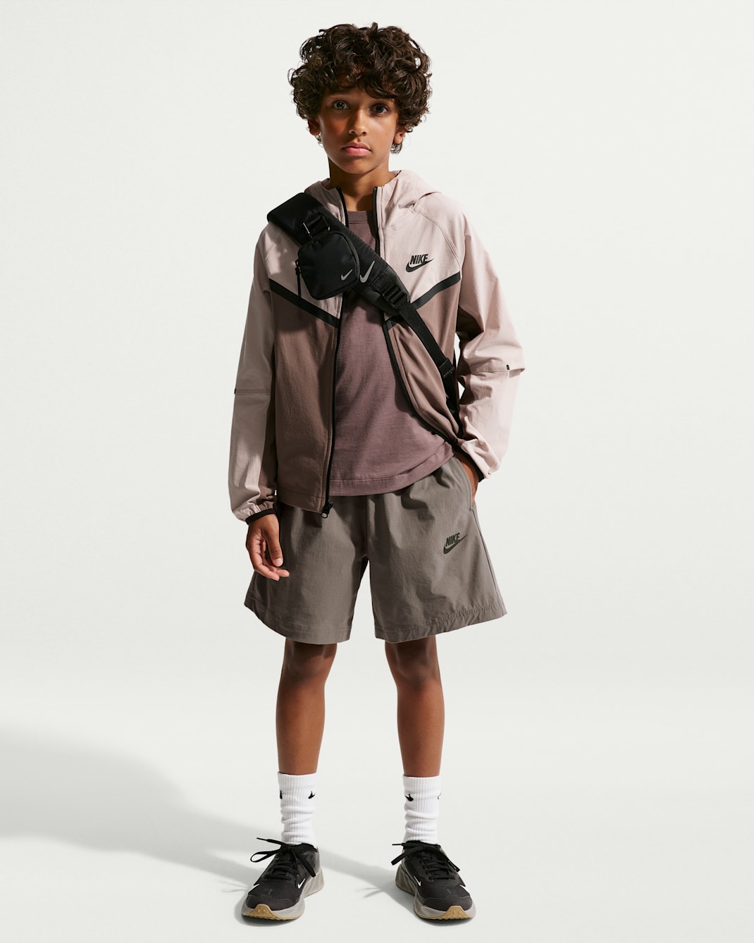 Nike Sportswear Tech Older Kids' (Boys') Woven Shorts - Cave Stone/Black