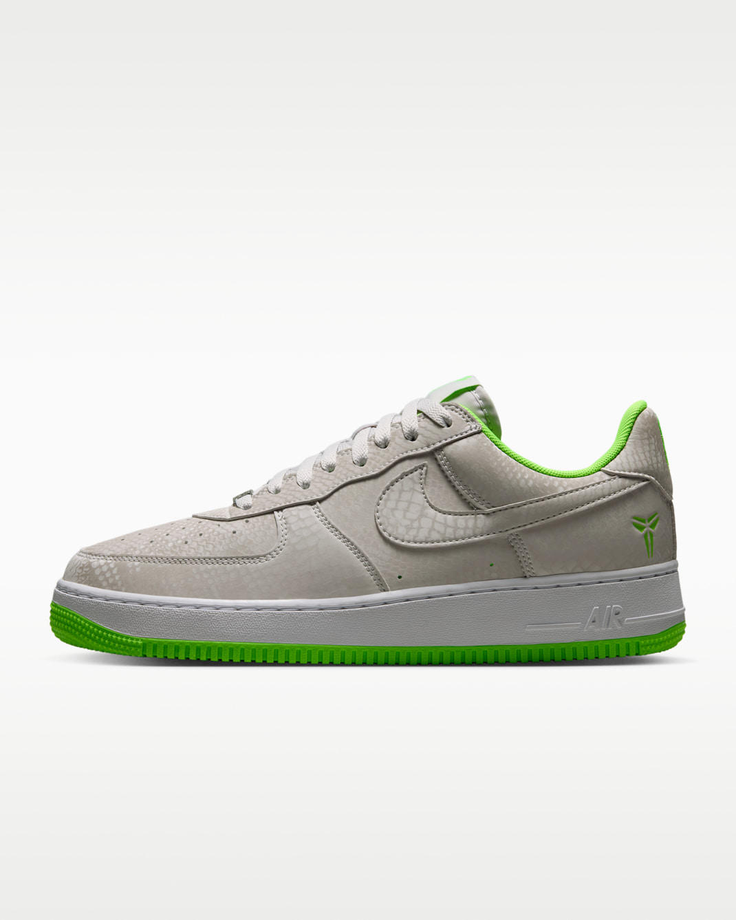 Kobe Air Force 1 Low Men's Shoes - Vast Grey/White/Electric Green