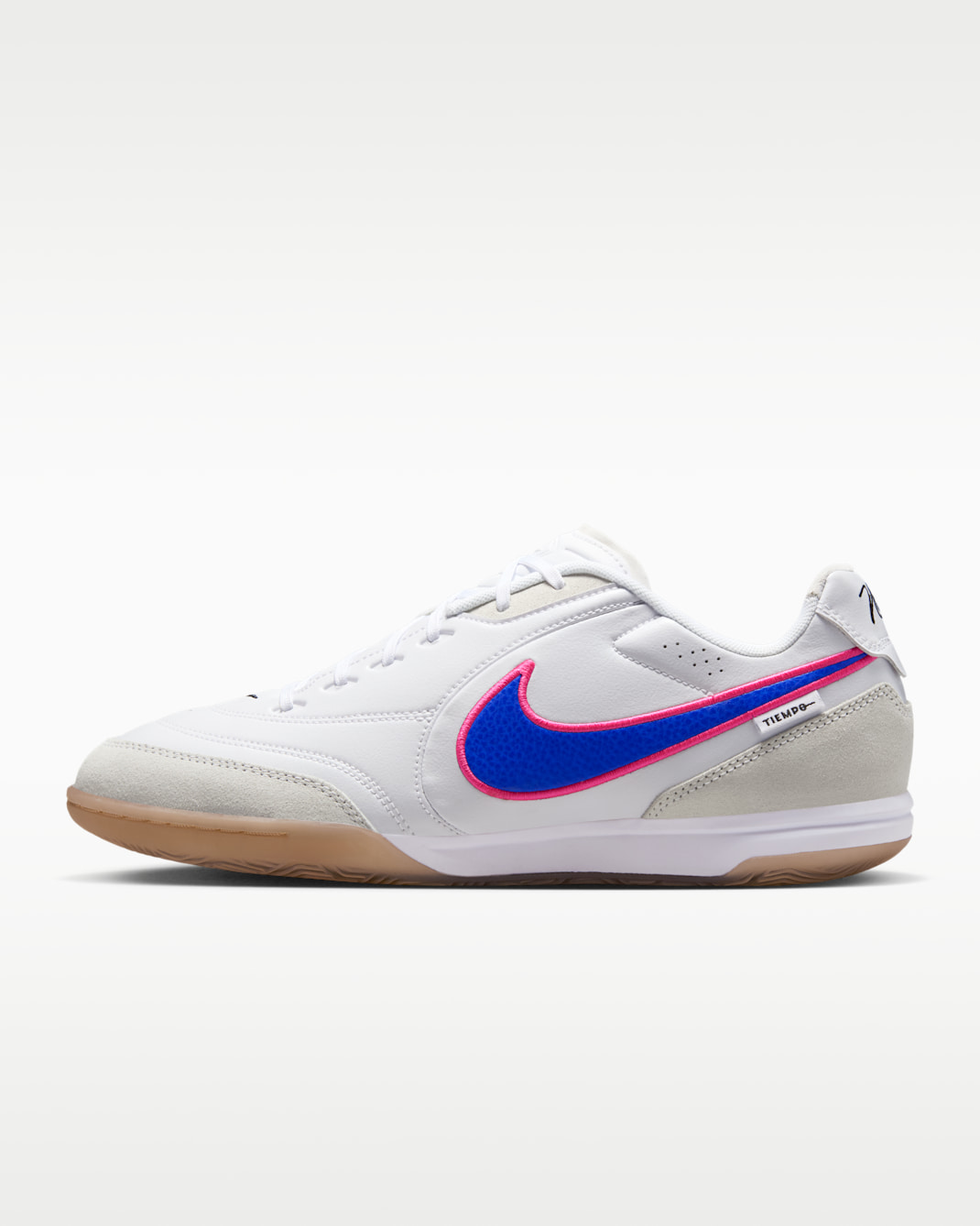 Nike Tiempo Streetgato Indoor/Court Low-Top Football Shoes - White/Pink Blast/Racer Blue