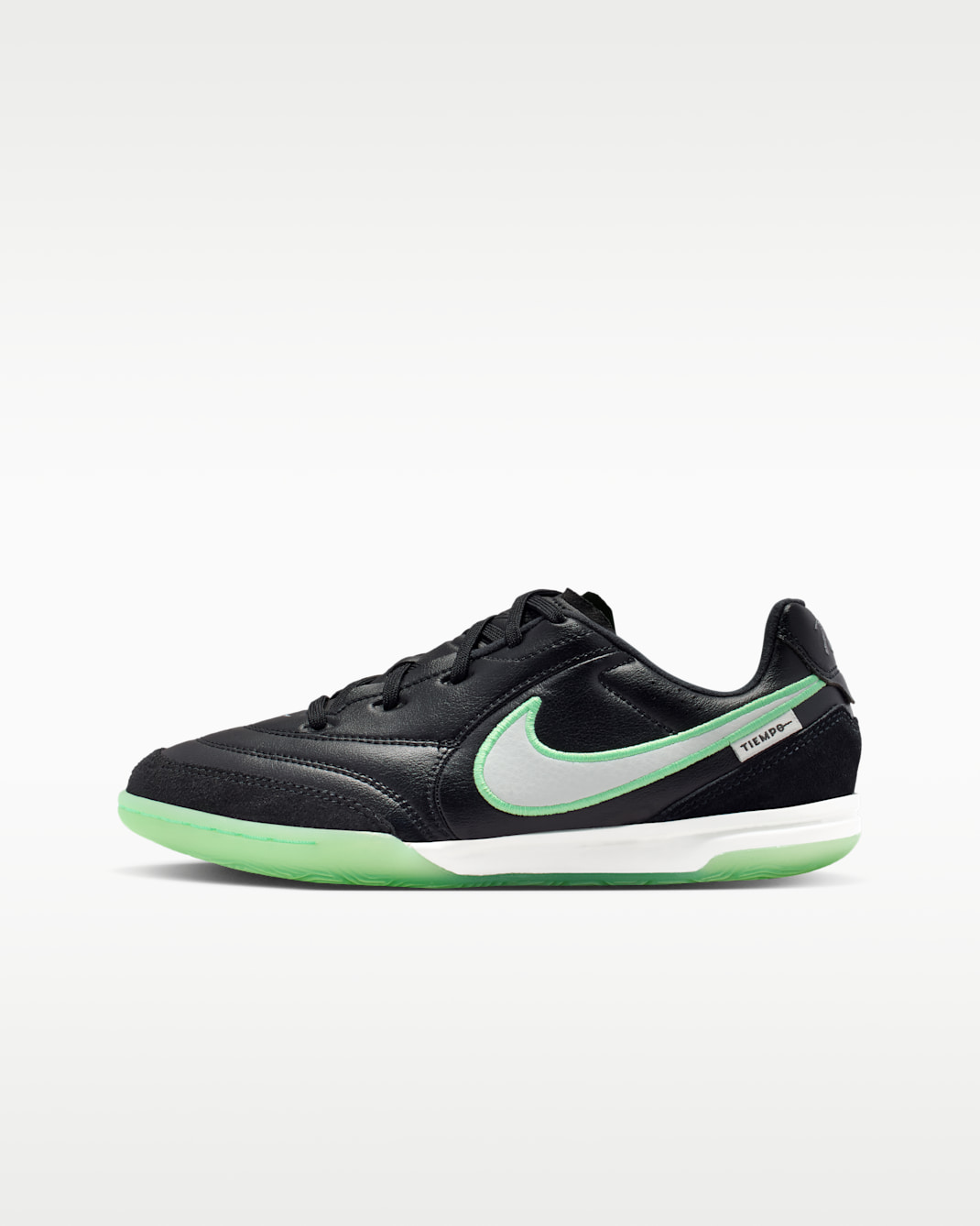 Nike Jr. Tiempo Streetgato Older Kids' Indoor/Court Low-Top Football Shoes - Black/Black/Illusion Green