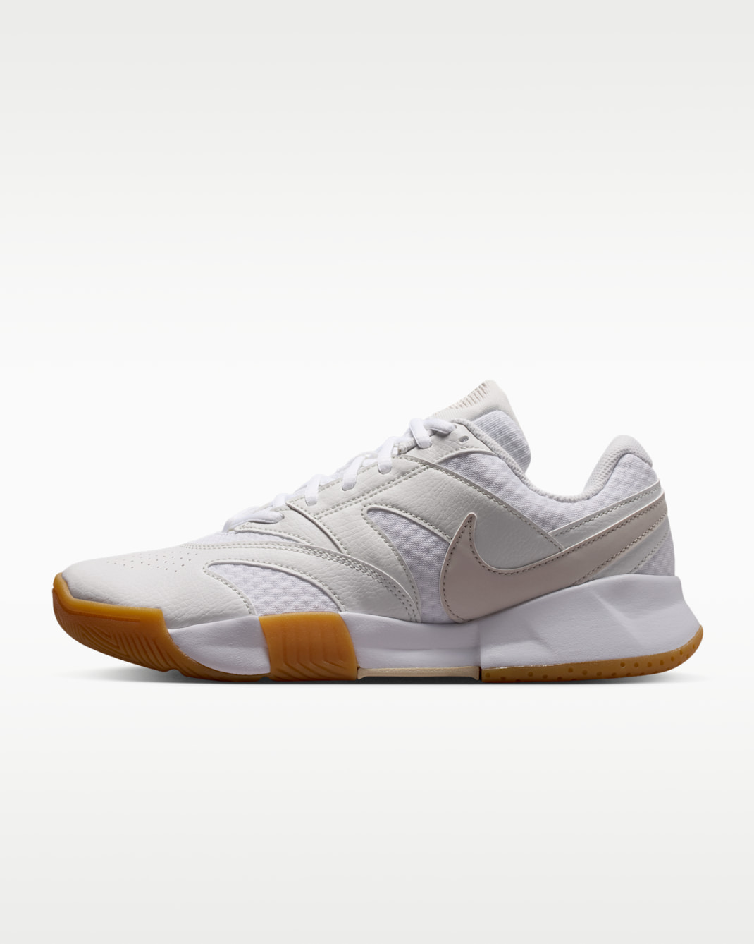 NikeCourt Lite 4 Women's Hard Court Tennis Shoes - White/Summit White/Linen/Light Orewood Brown