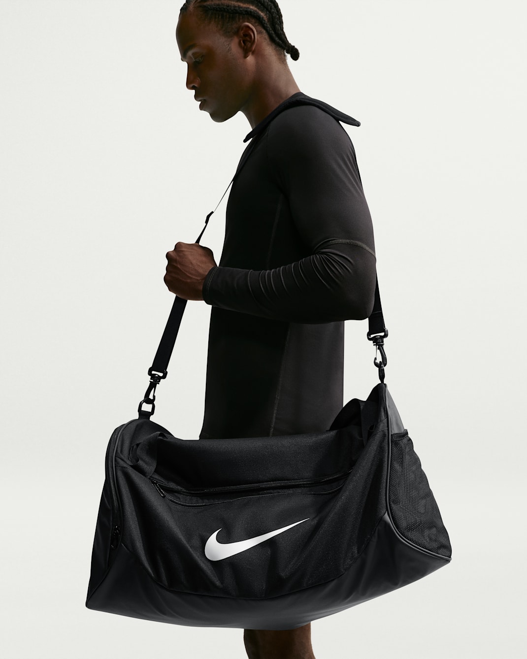 Nike Brasilia Training Duffel Bag (Medium, 60L) - Black/Black/White