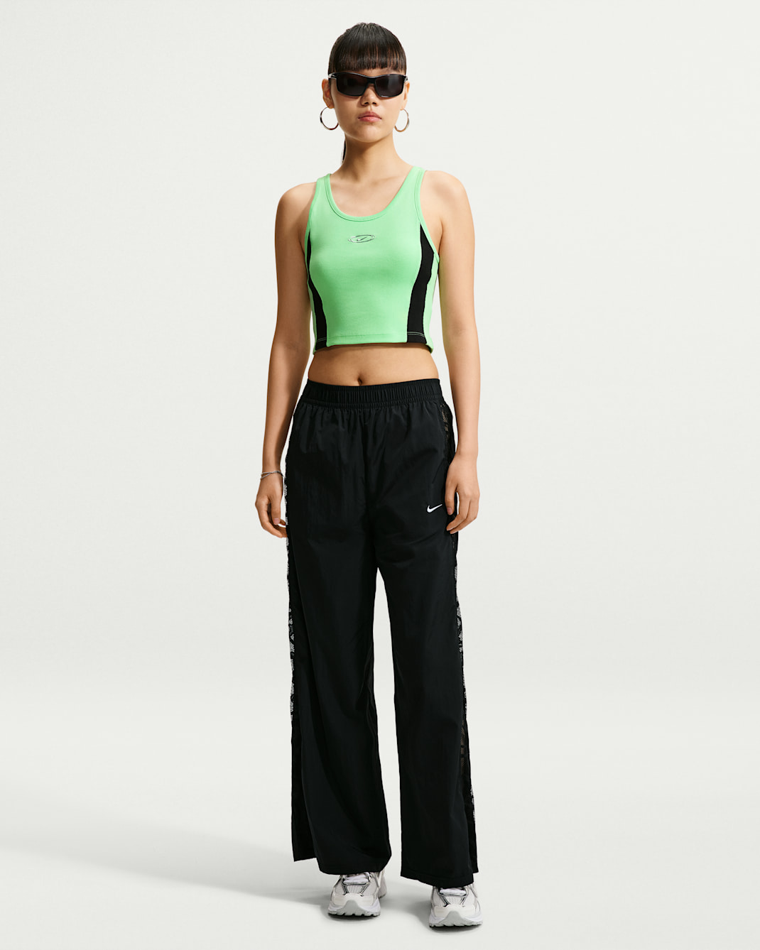 Nike Sportswear Women's Loose Mid-Rise Lace Tracksuit Bottoms - Black/Black/White
