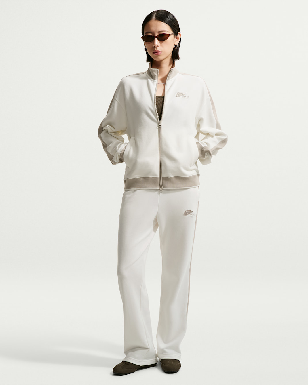 Nike Studio Fleece Lightweight 'French Terry' Women's Tracksuit Jacket - Sail/Cream II/Cream II