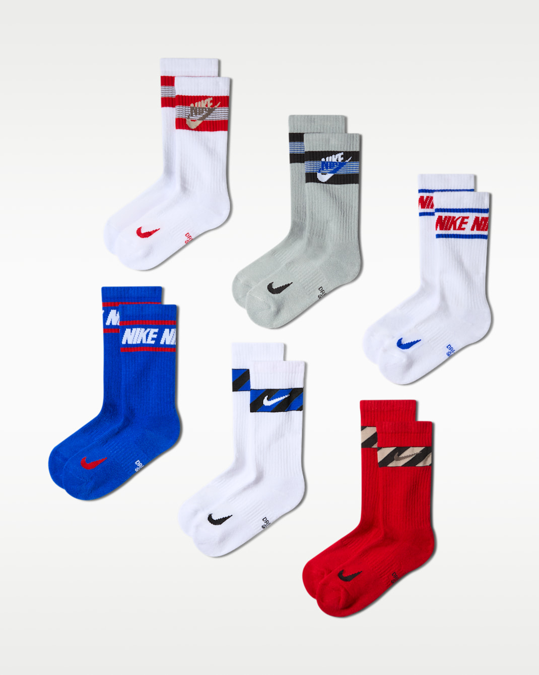 Nike Everyday Kids' Cushioned Crew Socks (6 Pairs) - Multi-Colour