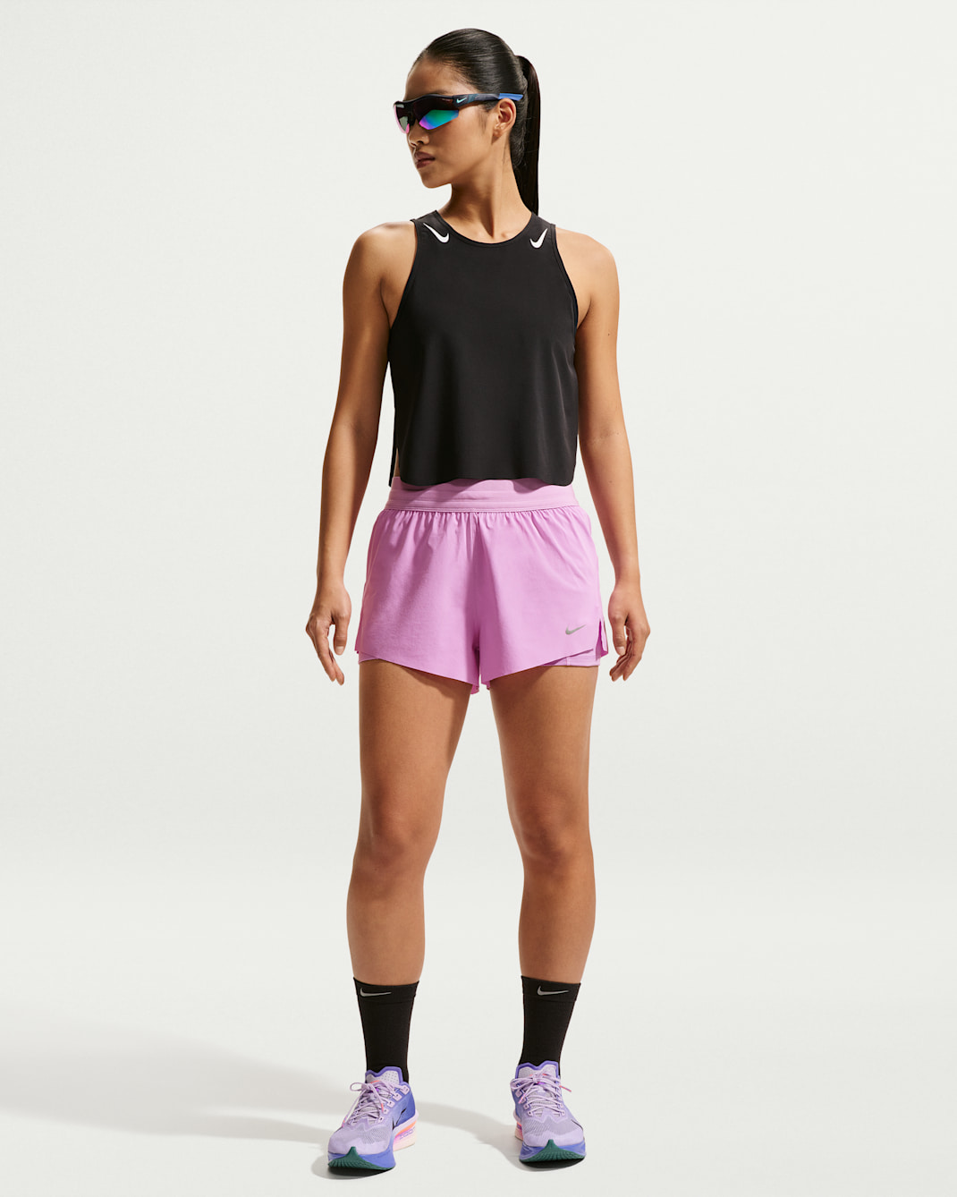 Nike Swift Women's Dri-FIT Mid-Rise 2-in-1 Running Shorts - Light Magenta/Tattoo