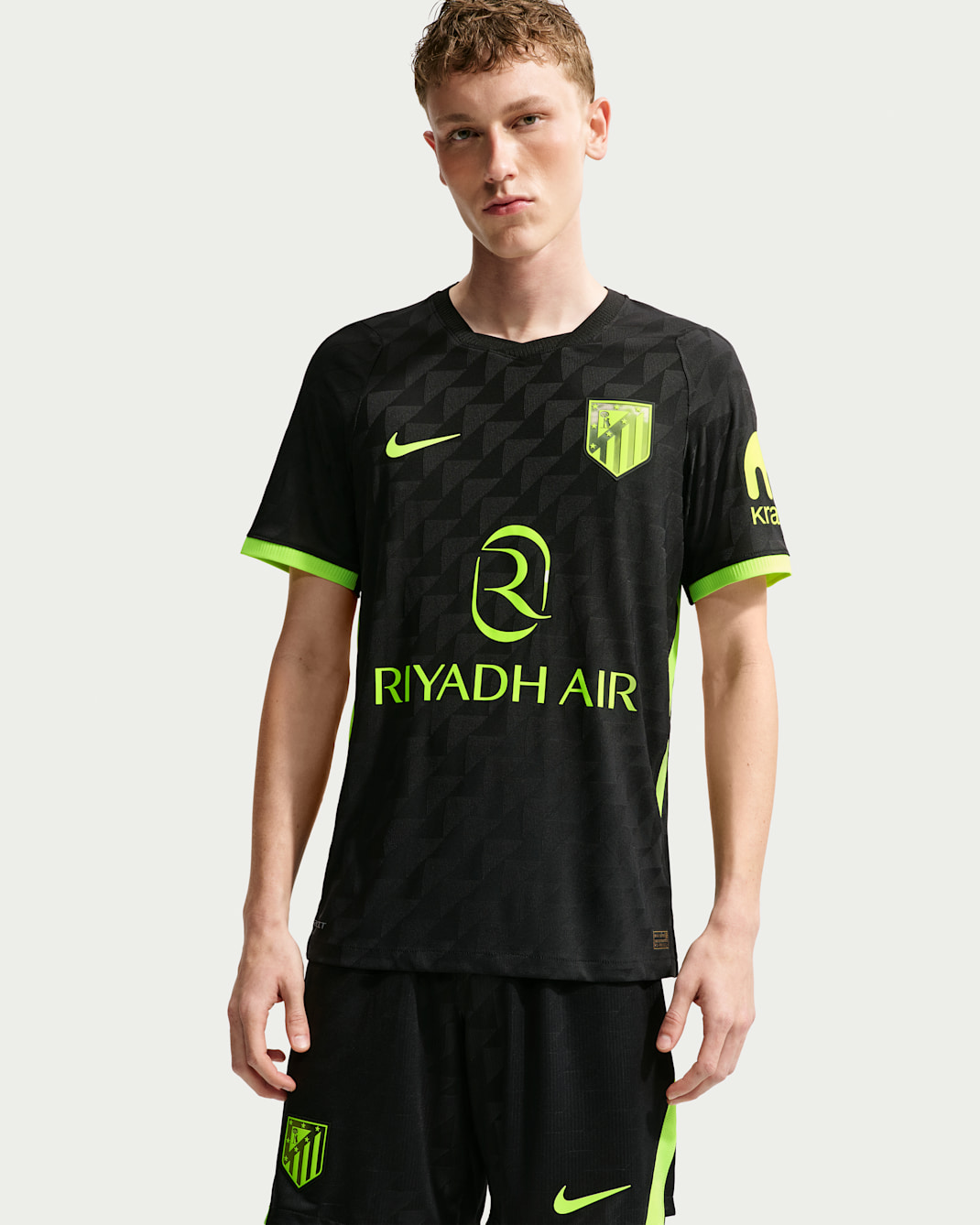 Atlético Madrid 2026/27 Match Away Men's Nike Aero-FIT Football Authentic Shirt - Black/Volt/Volt