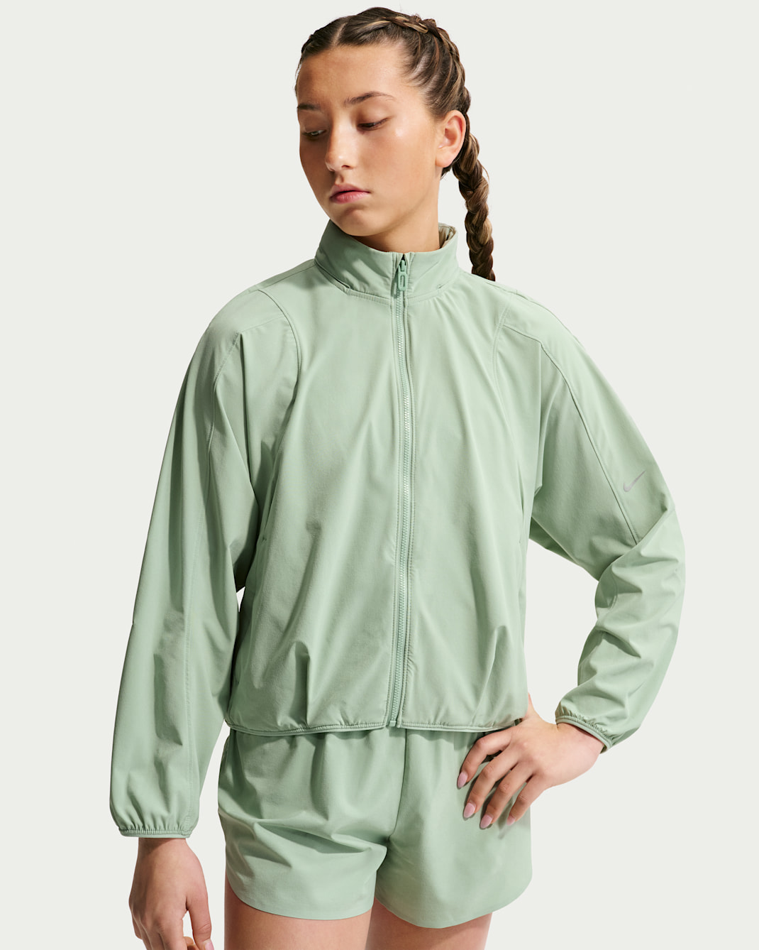 Nike MAVN Girls' Water-Repellent UV Woven Jacket - Steam/Black/Steam