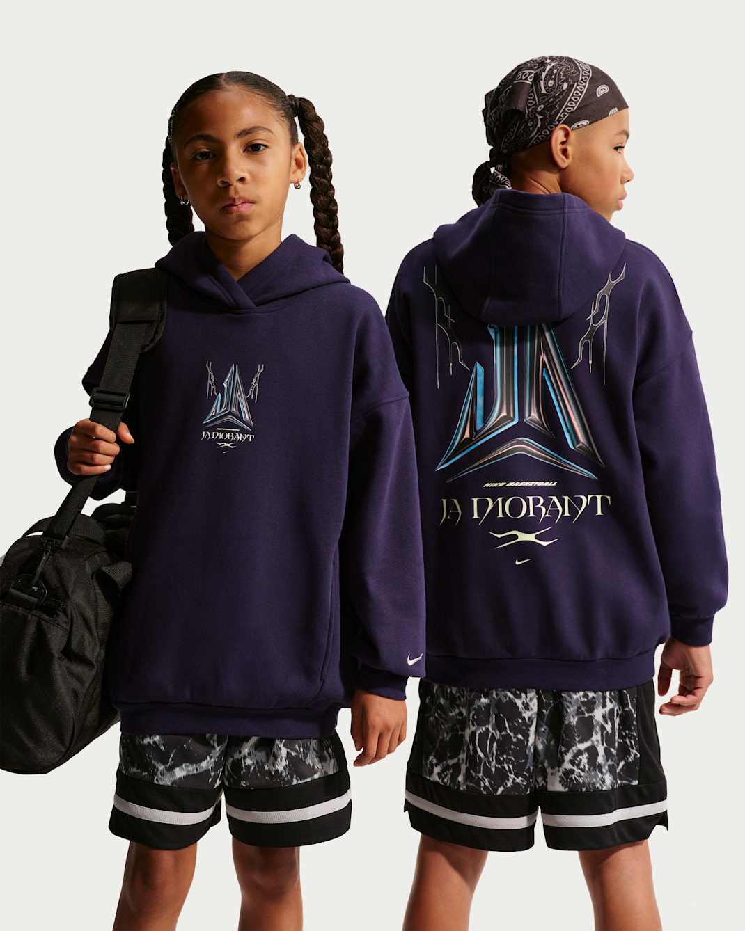 Ja Older Kids' Club Fleece Oversized Hoodie - Purple Dynasty/Black