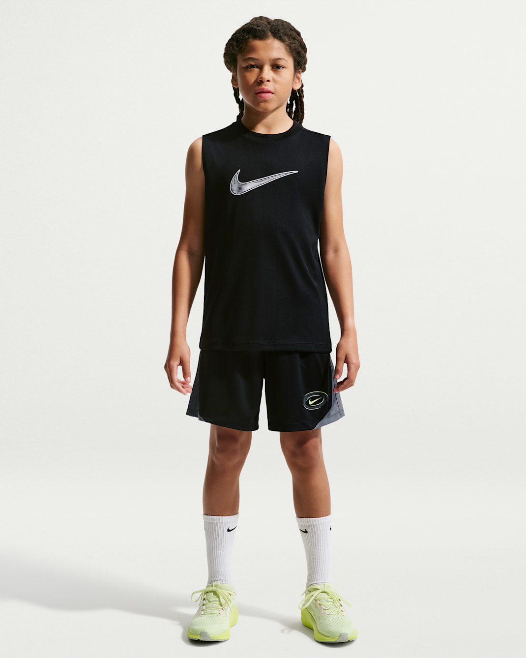 Nike Multi Older Kids' (Boys') Dri-FIT Knit Shorts - Black/Smoke Grey/Light Liquid Lime