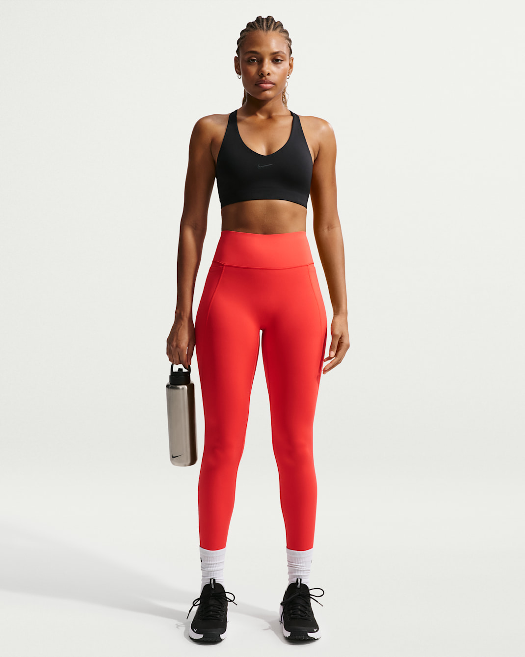 Nike Universa Women's High-Waisted 7/8 Leggings with No Front Seam - Light Crimson/University Red/University Red