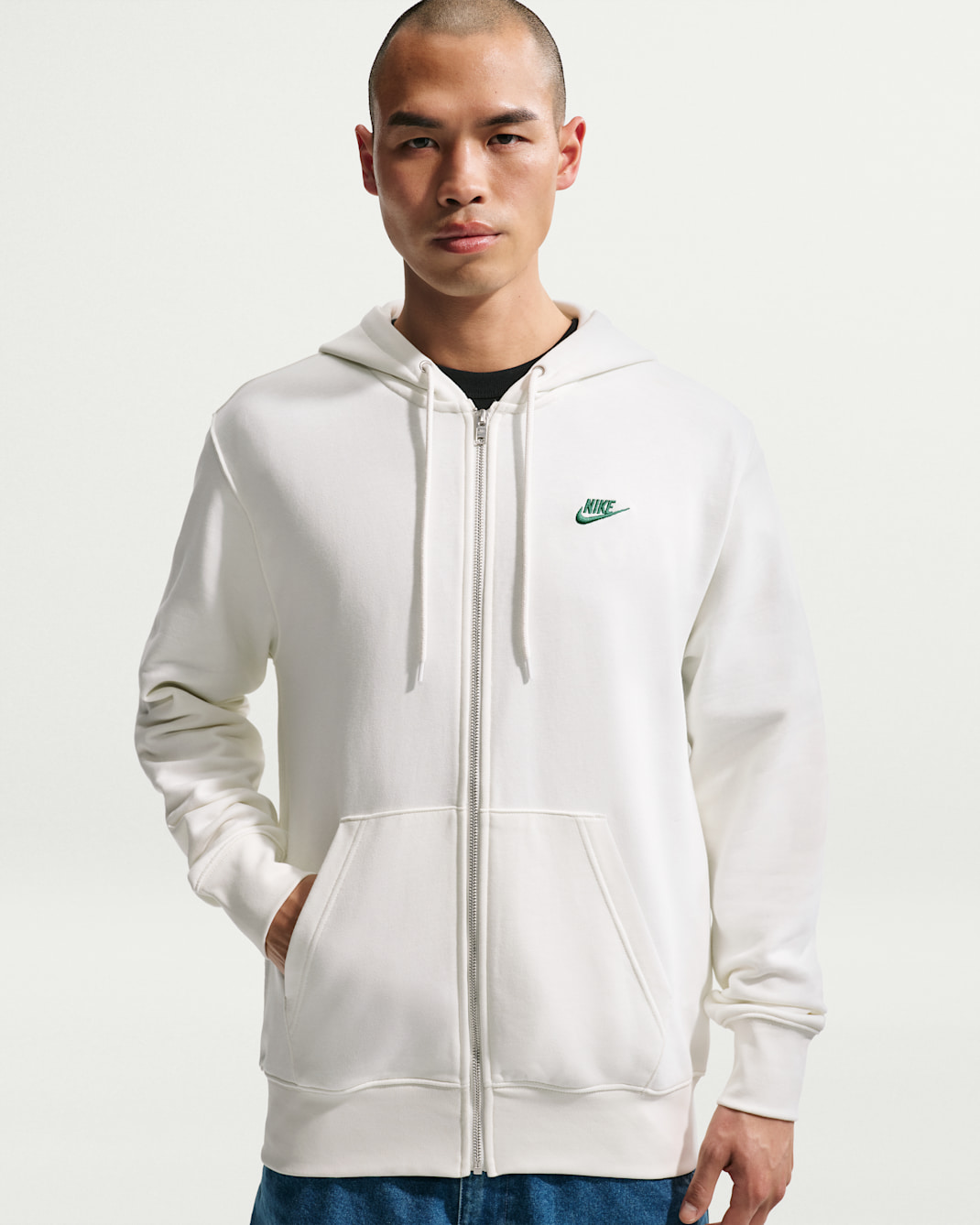 Nike Sportswear Club Men's French Terry Full-Zip Hoodie - Sail/Malachite