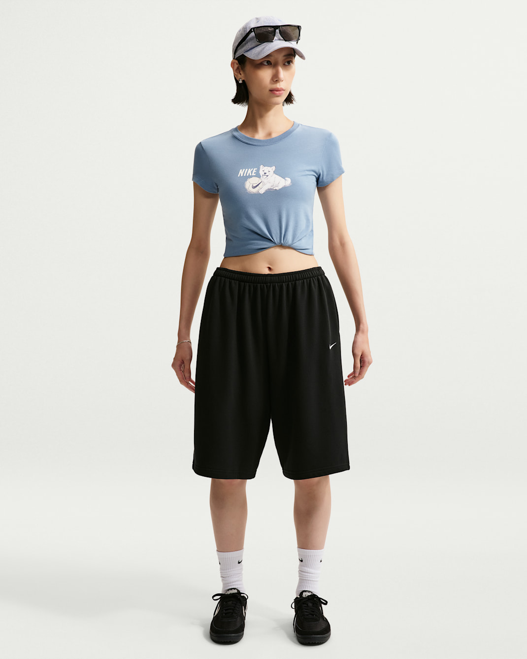 Nike Sportswear Women's Oversized Mid-Rise French Terry Bermuda Shorts - Black/Sail