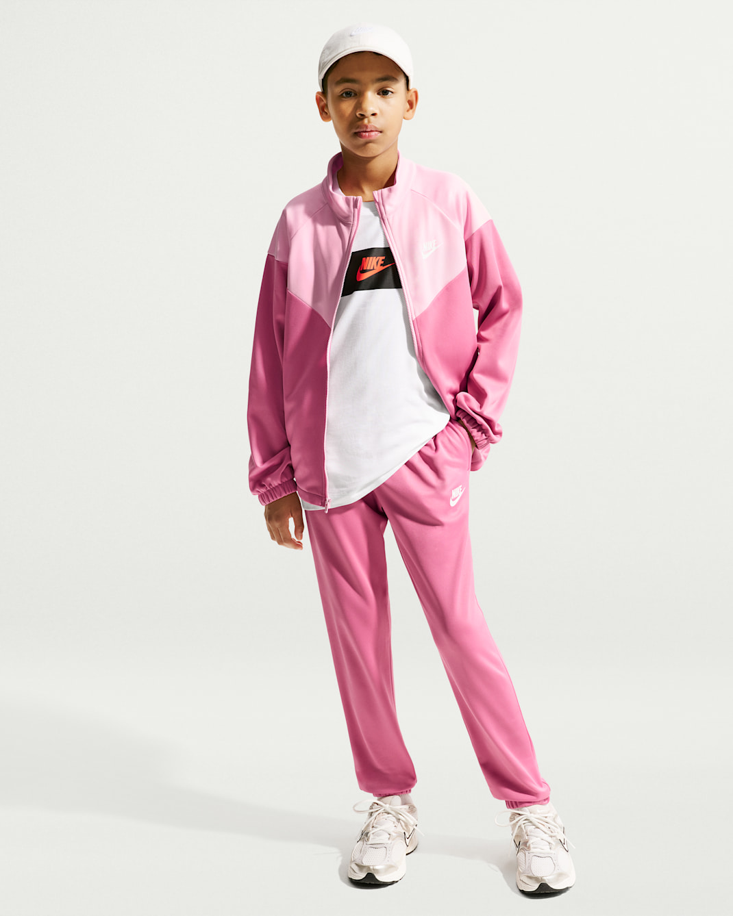 Nike Sportswear Older Kids' Dri-FIT Tracksuit - Peony/Medium Soft Pink/White