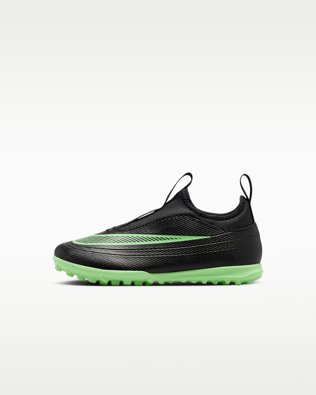 Nike Jr Mercurial Vapor 17 Club Younger Kids' Turf Low-Top Football Shoes - Black/Black/Illusion Green