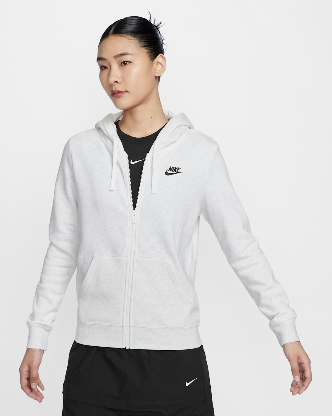 Nike Sportswear Club Fleece Women's Full-Zip Hoodie - Birch Heather/Black