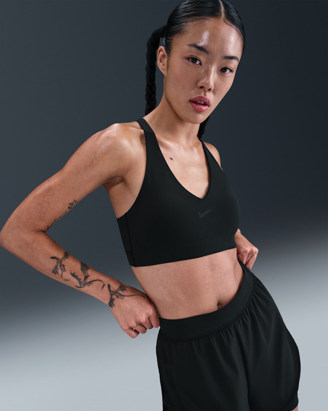 Nike Universa Women's Medium-Support Padded Sport Bra - Black/Anthracite/Dark Smoke Grey