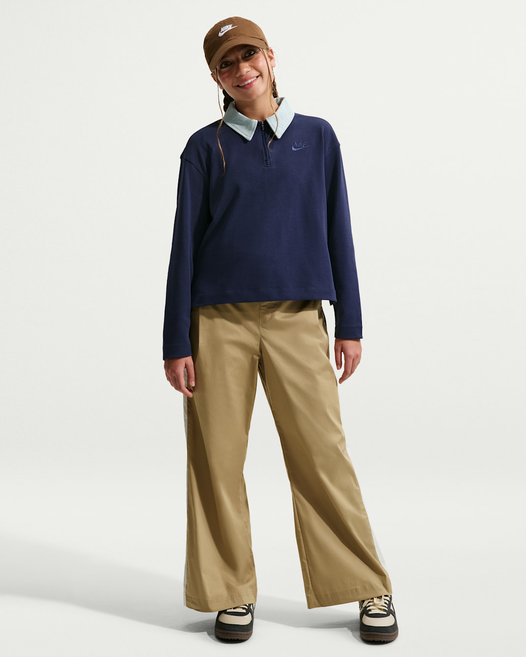 Nike Sportswear Collection Older Kids' (Girls') Woven Trousers - Parachute Beige/Soft Pearl/Parachute Beige