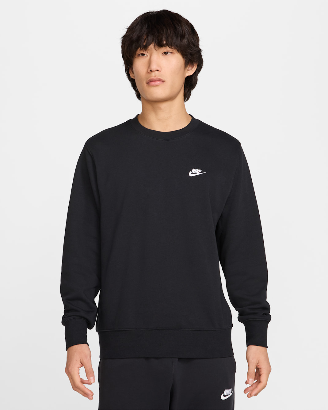 Nike Club Men's French Terry Crew - Black/Black/White
