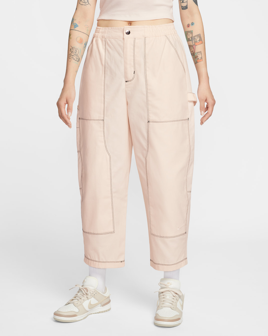 Nike Sportswear Women's Loose Low-Rise Carpenter Trousers - Chalk/Ice Silver/Chalk