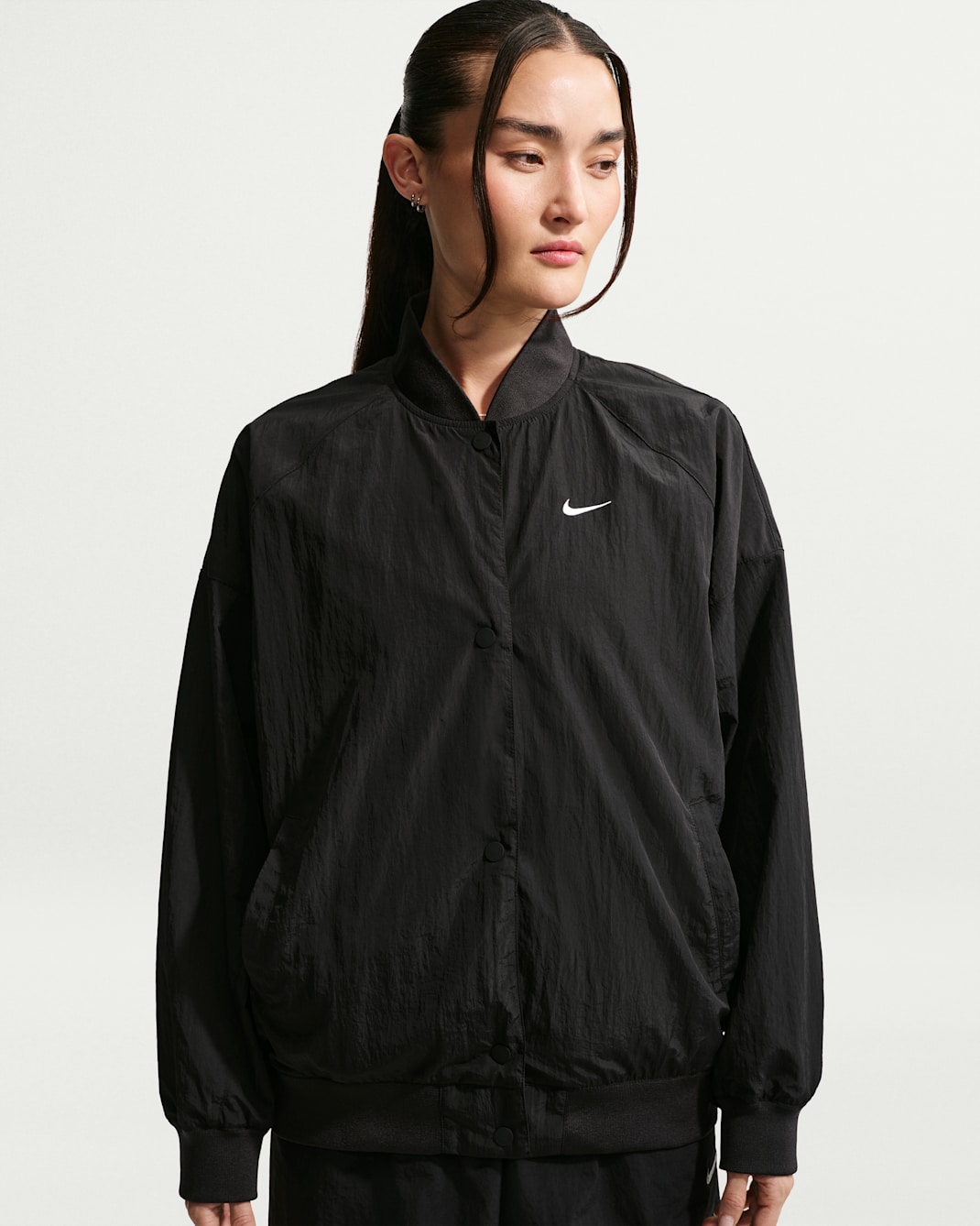 Nike Sportswear Women's Oversized Varsity Jacket - Black/Black/Black/White