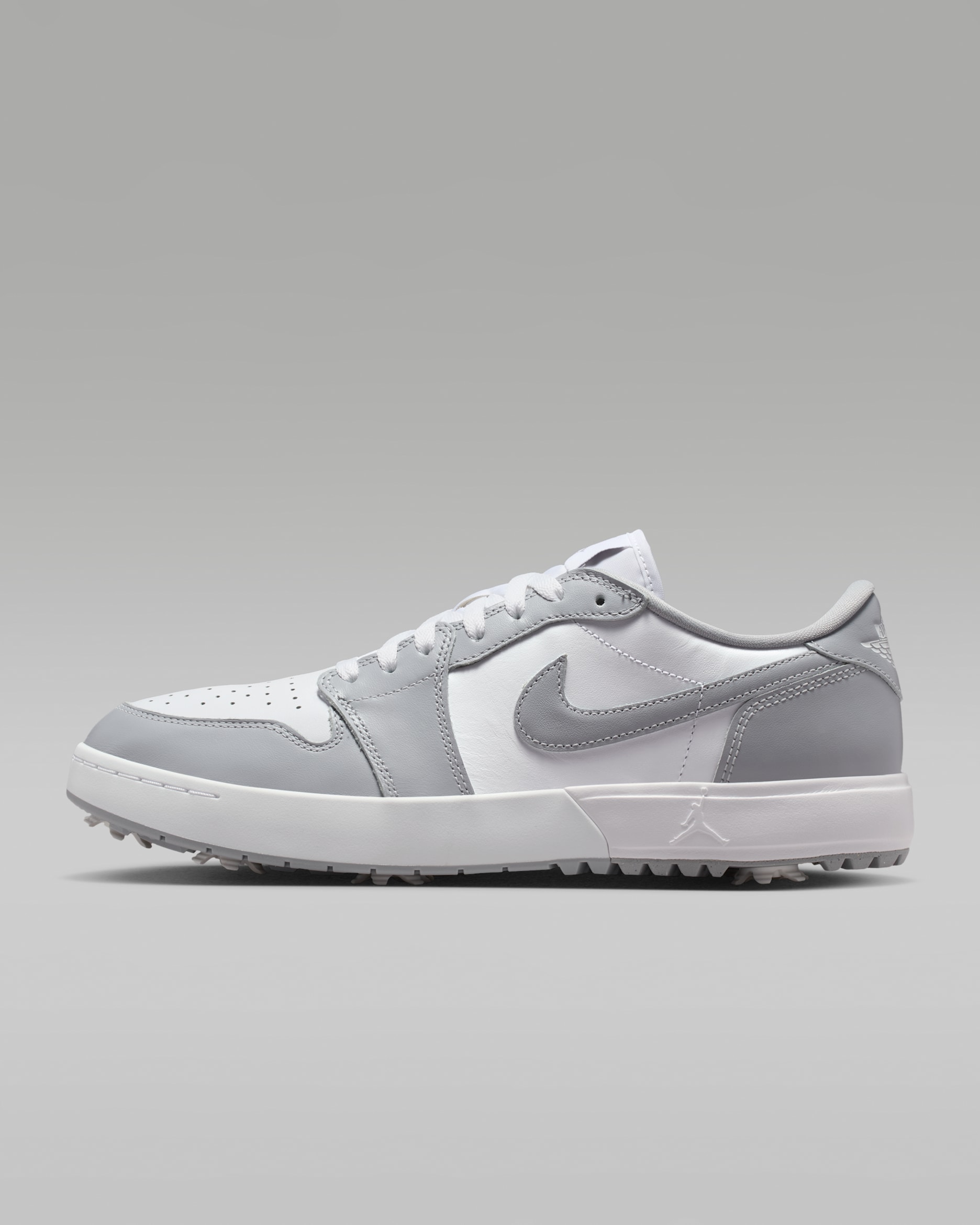 Air Jordan 1 Low G Spiked Golf Shoes - Wolf Grey/Wolf Grey/White