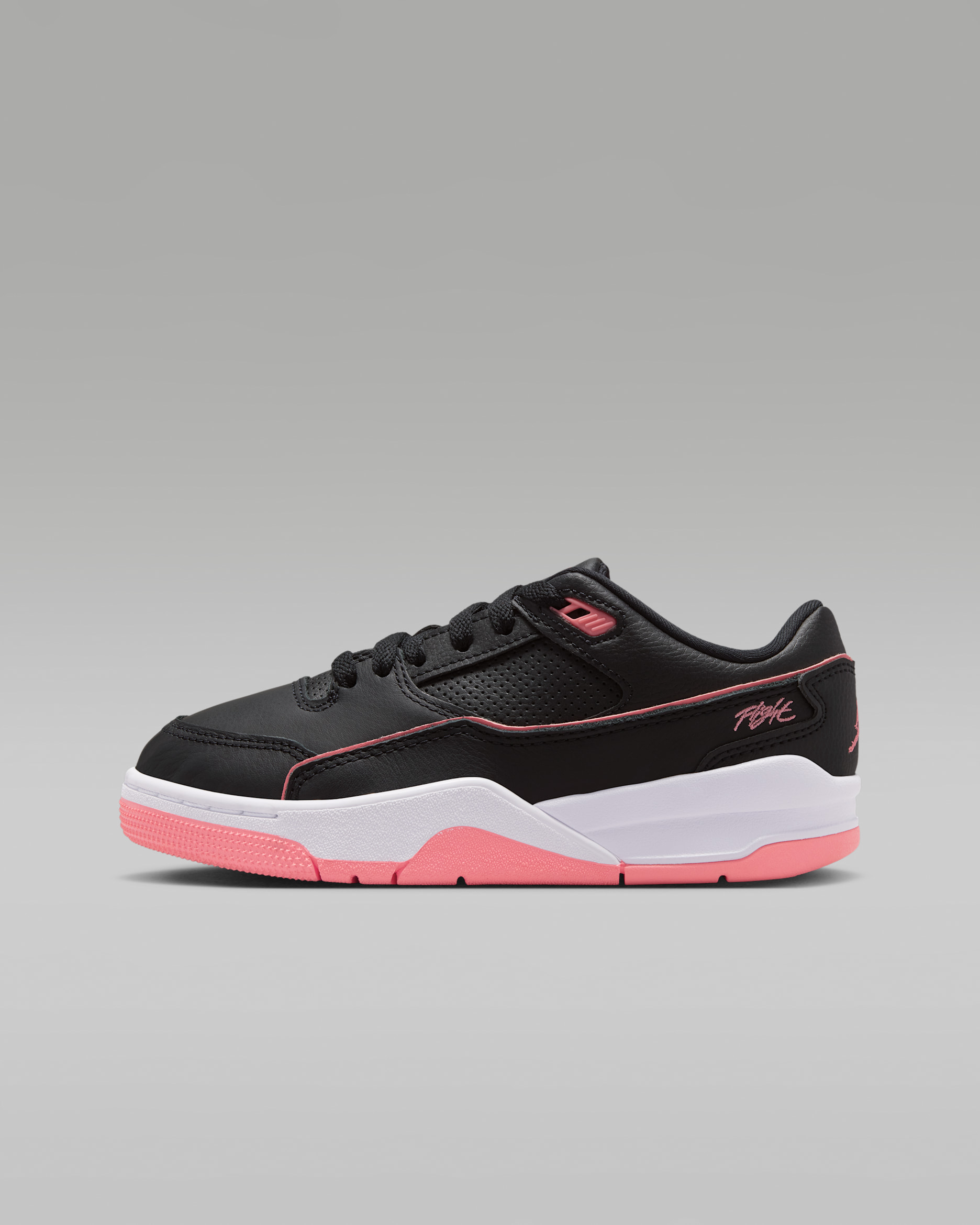 Jordan Flight Court Older Kids' Shoes - Black/White/Pink Gaze