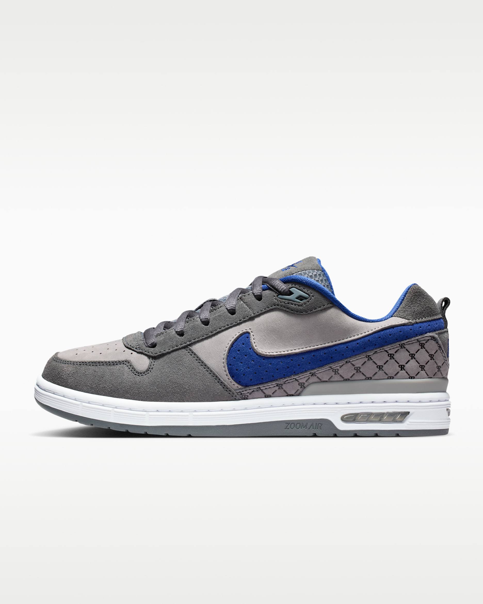 Nike SB Paul Rodriguez Air Zoom Low Skate Shoes - Flint Grey/Flint Grey/Medium Grey/Deep Royal Blue