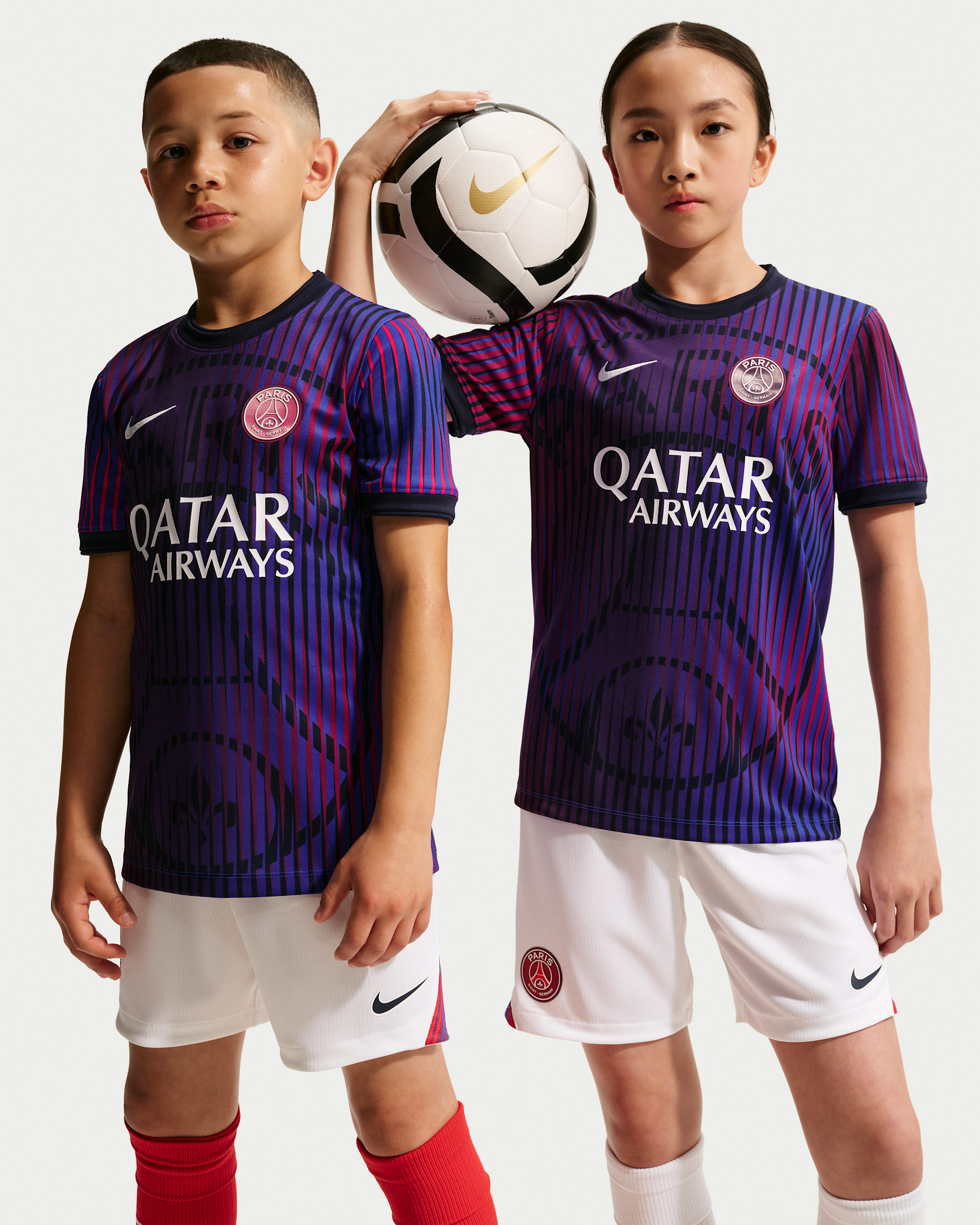 Paris Saint-Germain Away Older Kids' Nike Dri-FIT Football Pre-Match Top - College Navy/College Navy/White
