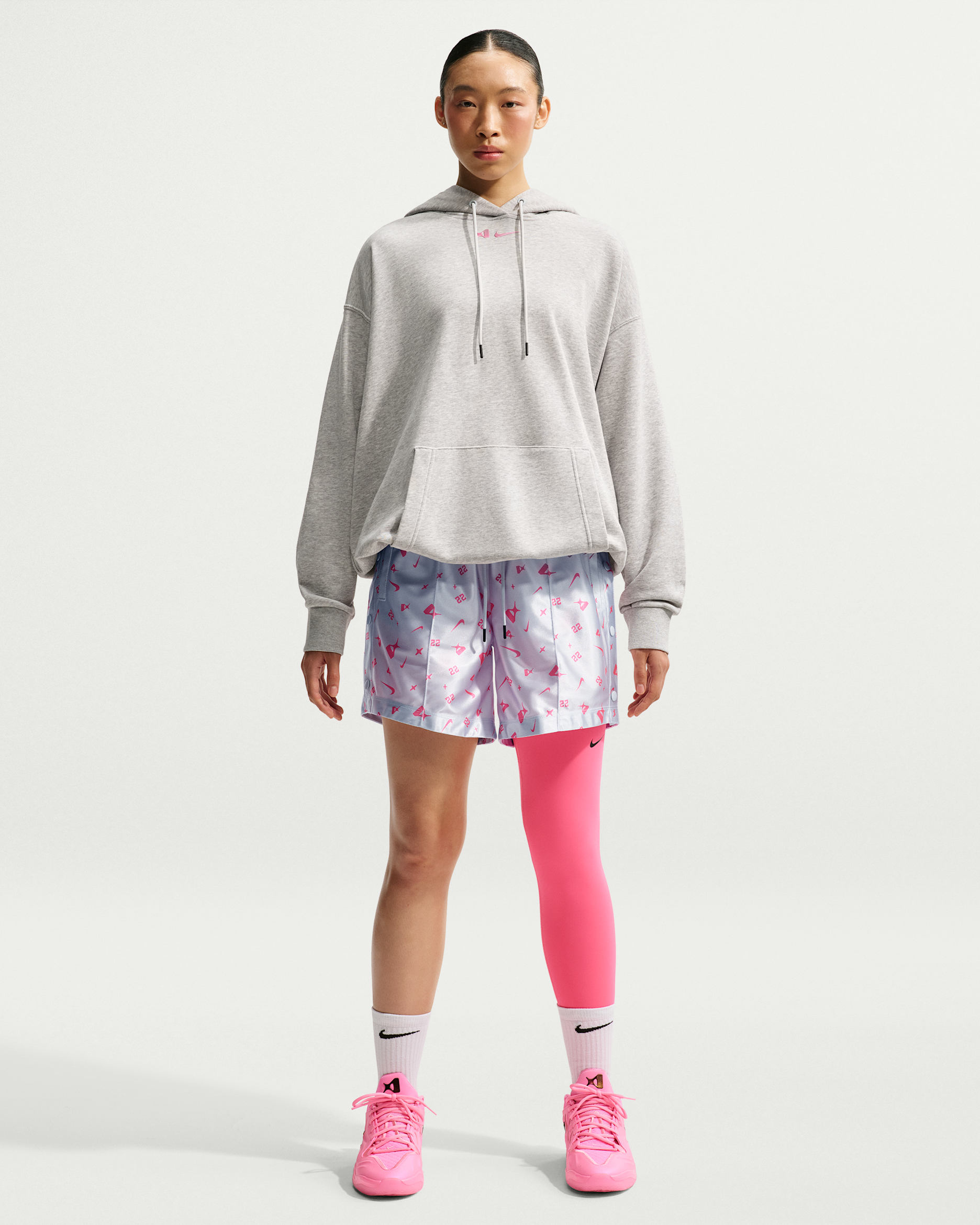 A'ja Wilson Women's Nike Dri-FIT Basketball Shorts - Pure Platinum/Hyper Pink