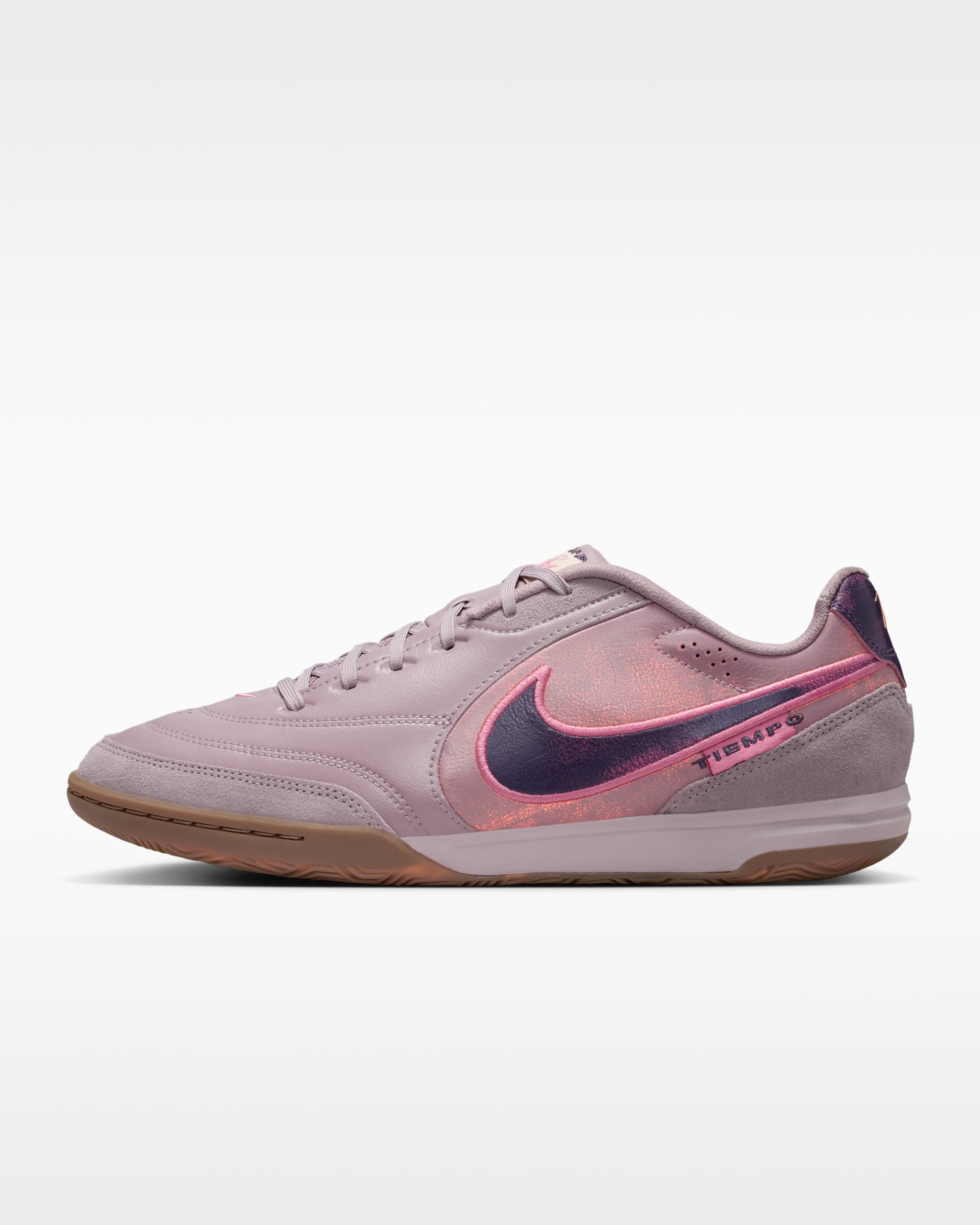 Nike Tiempo Streetgato PRM Indoor/Court Low-Top Football Shoes - Light Violet Ore/Gum Dark Brown/Peony