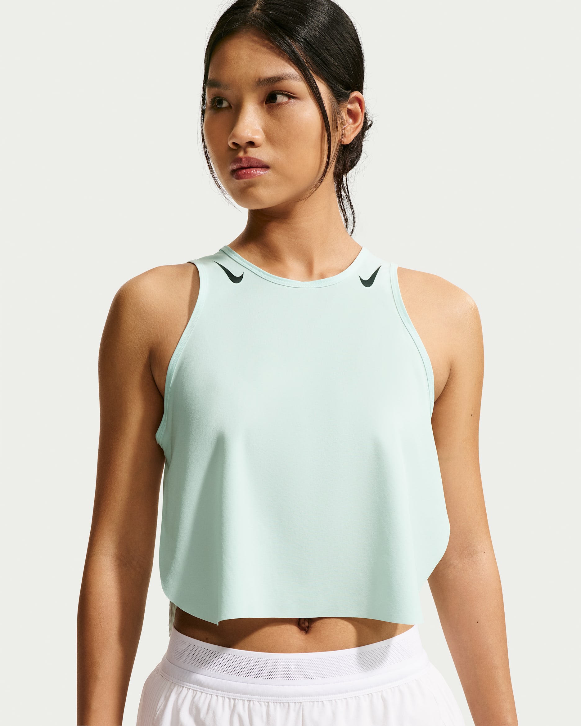 Nike AeroSwift Women's Dri-FIT ADV Cropped Running Tank Top - Barely Green/Black