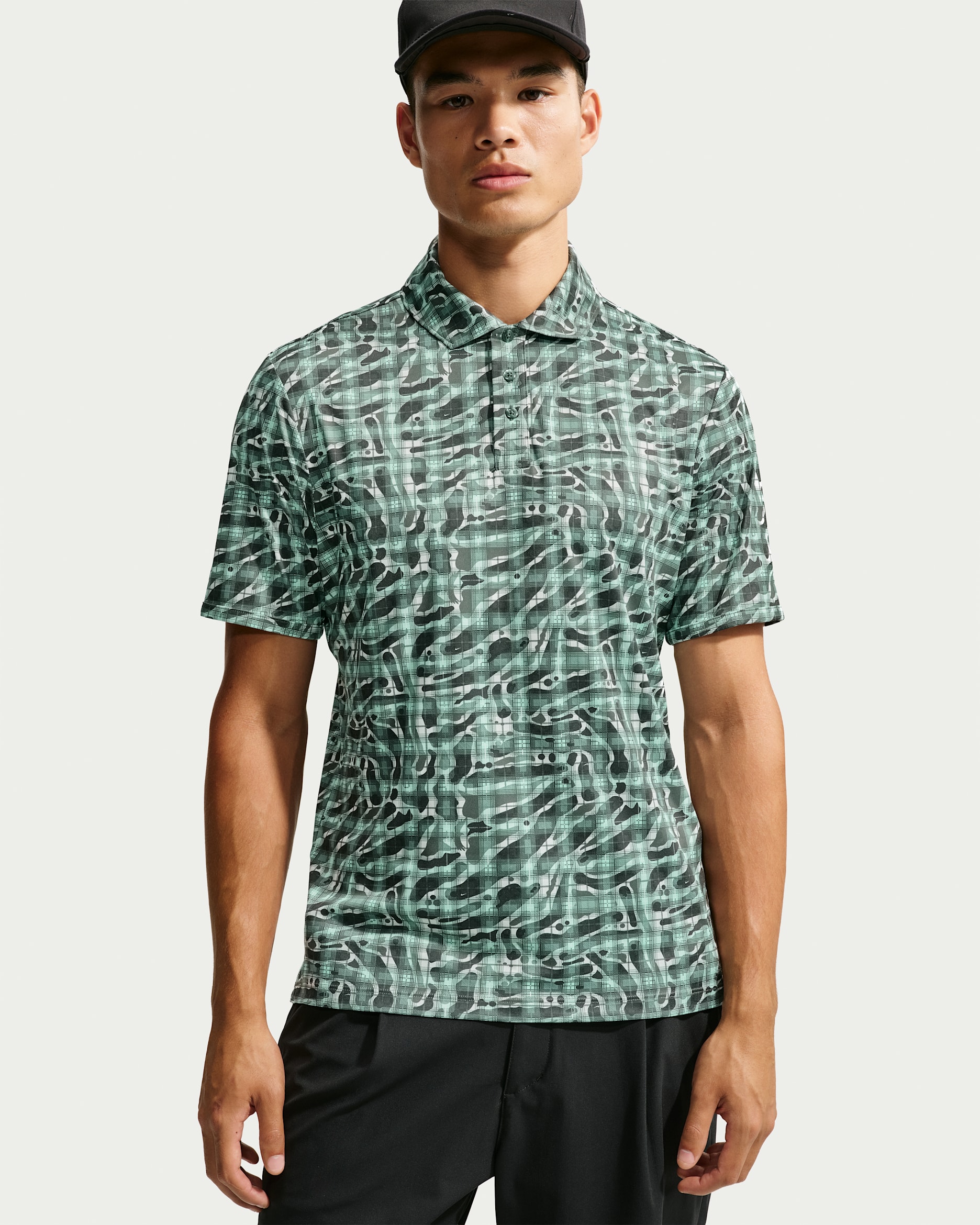 Nike Par Men's Dri-FIT Tartan Camo Print Golf Polo - Camo Green