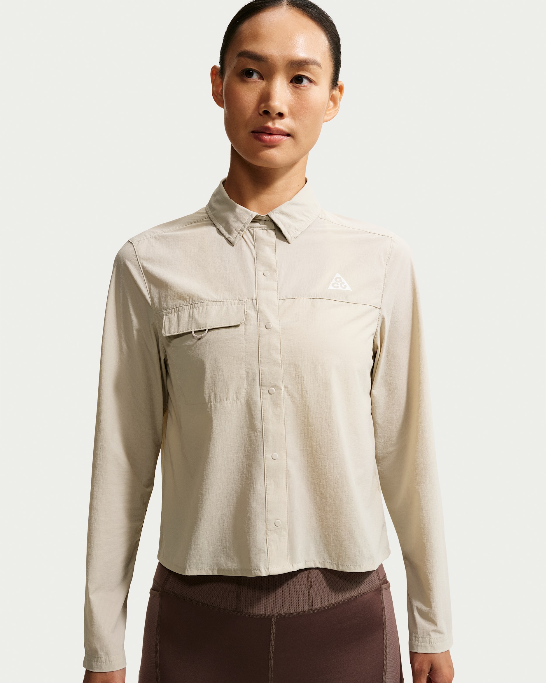 ACG 'Aireez' Women's Button-Up Long-Sleeve Trail-Running Top - Cream II/Summit White